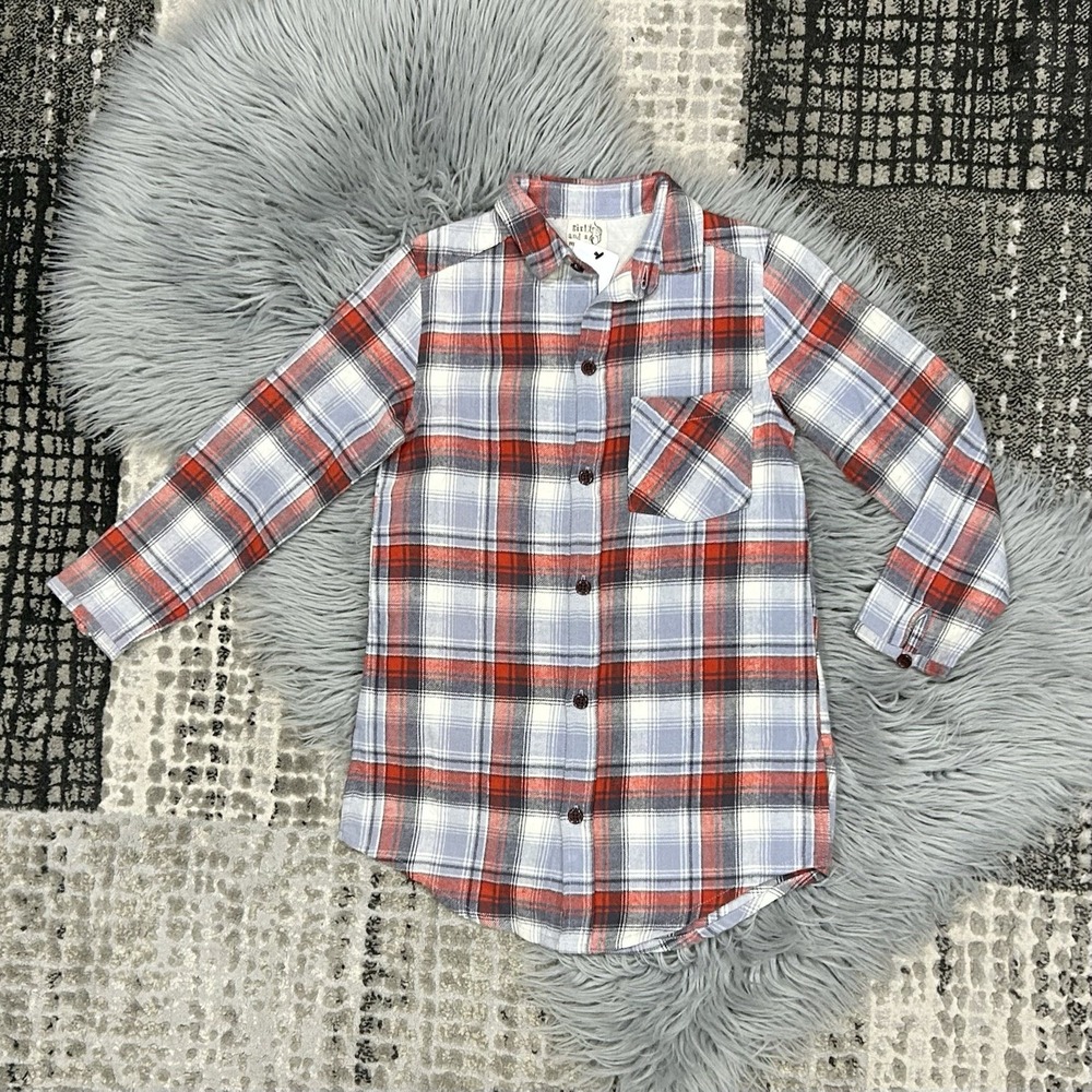 Girl And‎ A Mouse Brand Girls Red & Blue Flannel Shirt Dress Size 5T ($55)